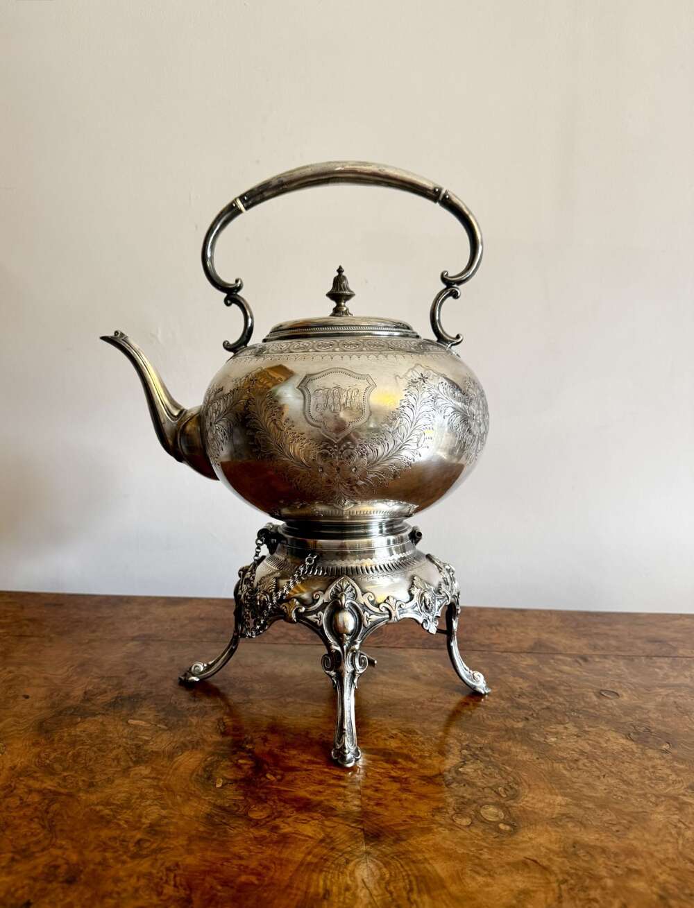 Fantastic Quality Antique Edwardian Silver Plated Spirit Kettle On A Stand