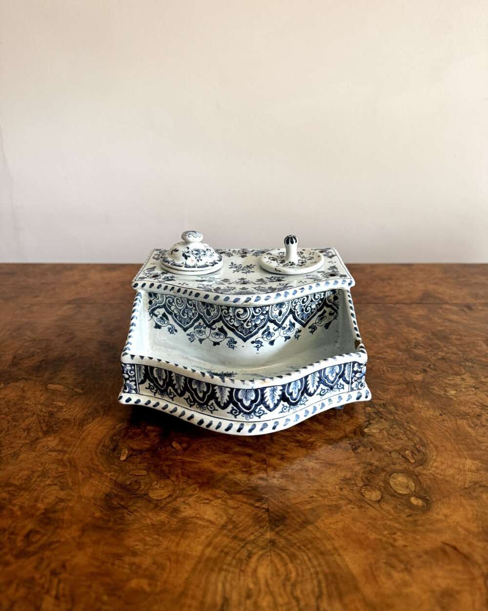 Lovely Quality Antique Dutch Delft Inkstand