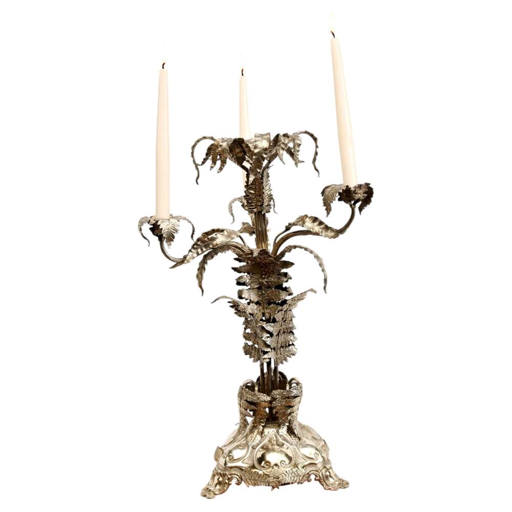Silver Plate Candelabra Centrepiece Palm Tree Dish Sheffield
