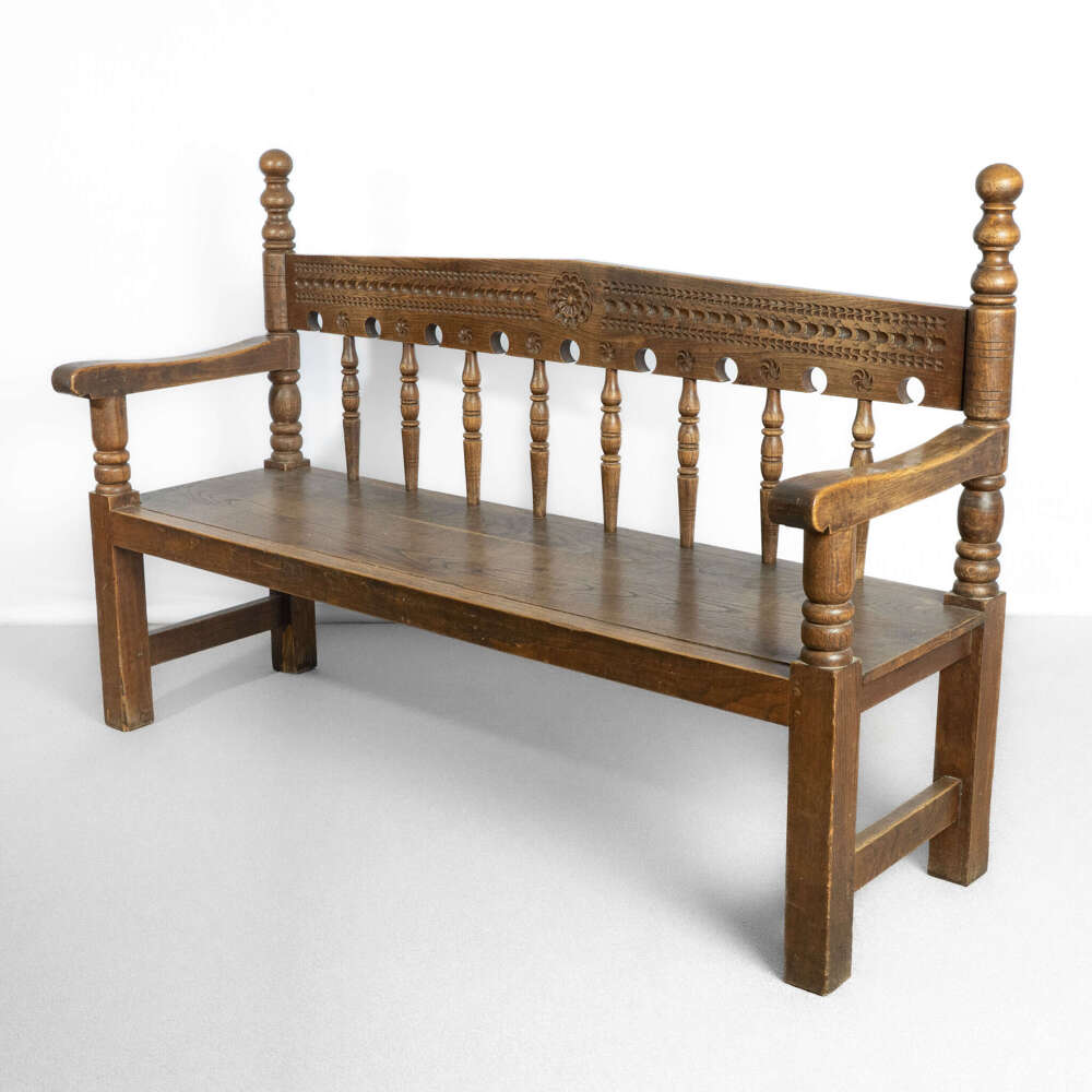 Spanish Carved Chestnut Bench