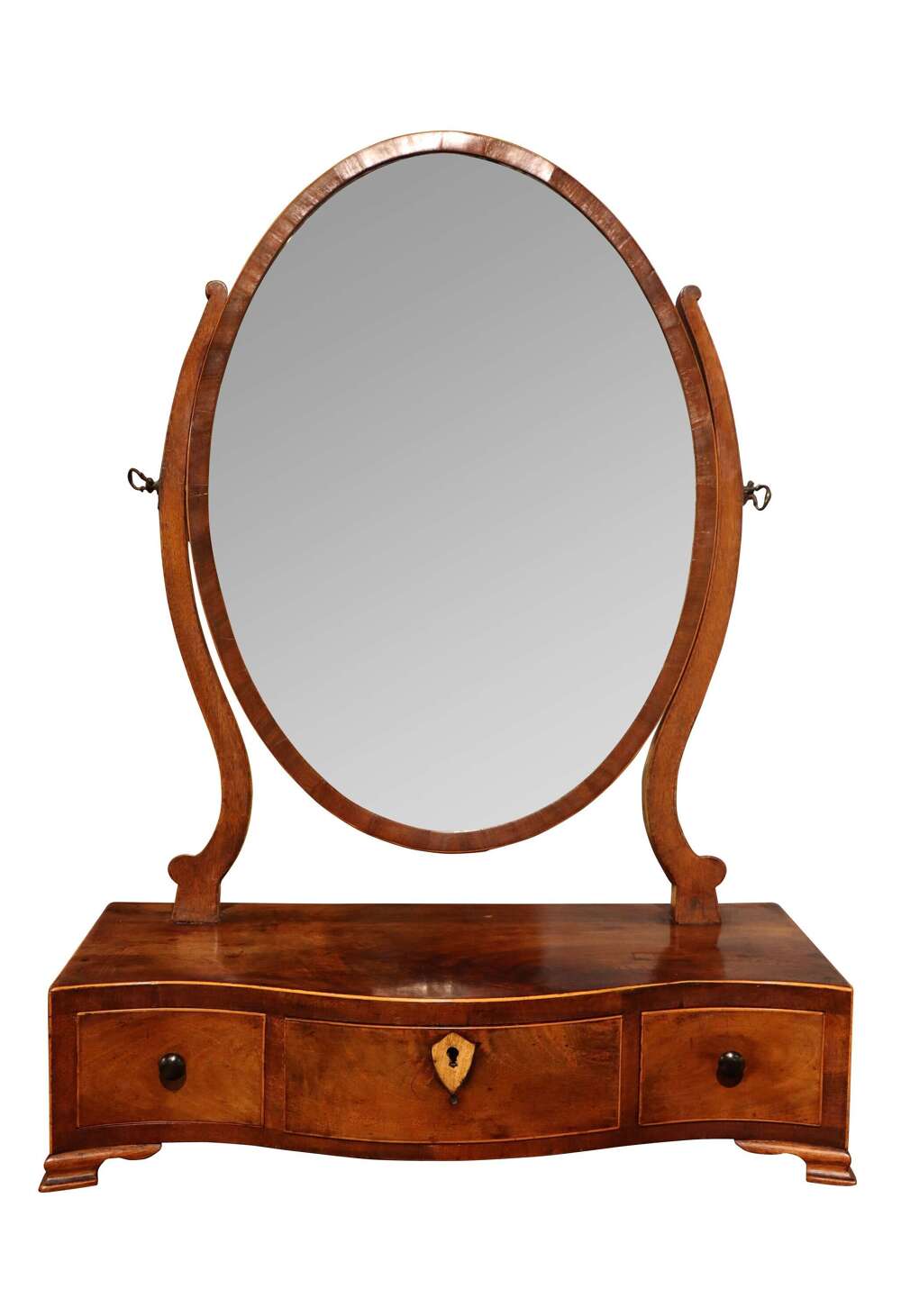 Georgian Oval Dressing Table Mirror with Serpentine Drawers