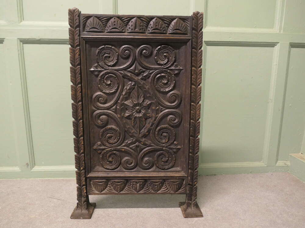 Gothic Carved Oak Fire Screen