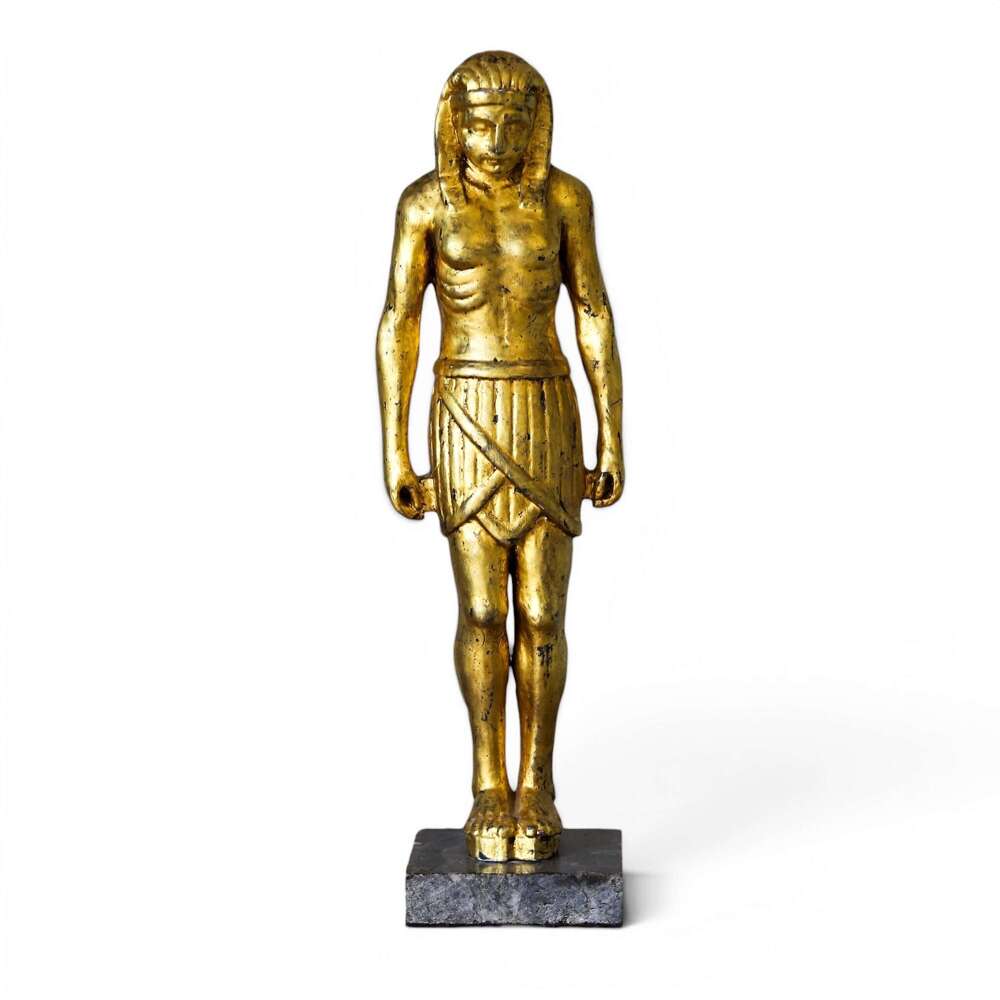 19th Century Wooden Gilt Shabti on Granite Base - Grand Tour Egyptian Revival Figure