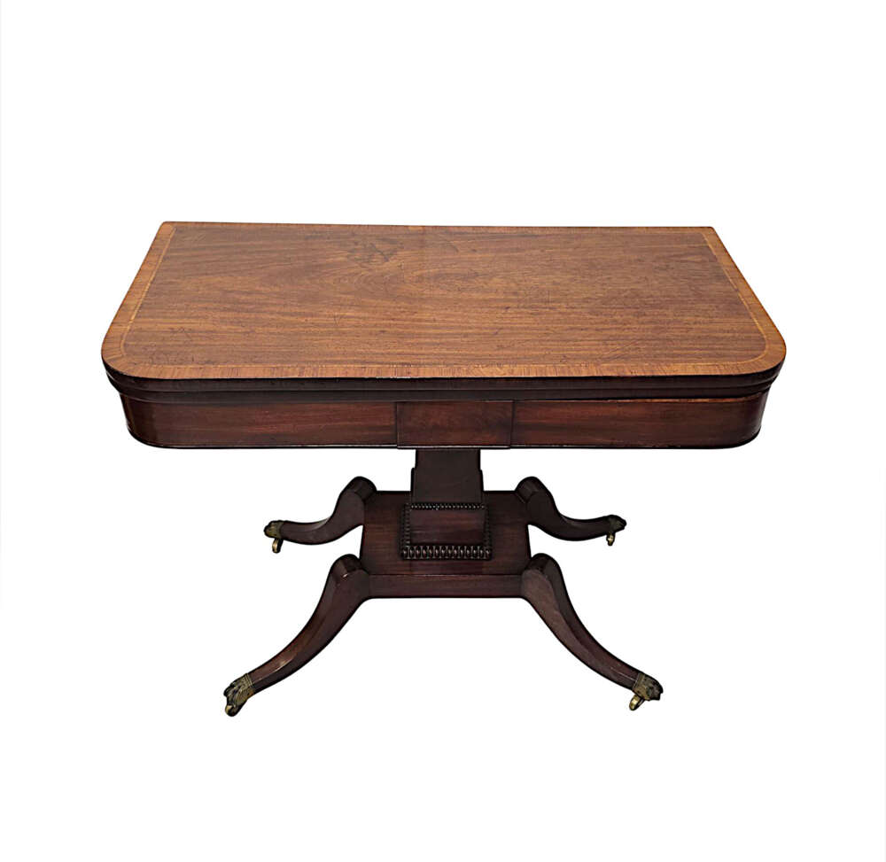 A  Stunning Early 19th Century Regency Cross Banded Turn Over Leaf Card Table 