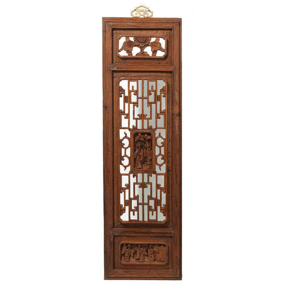 Antique Carved Lattice Window Panel