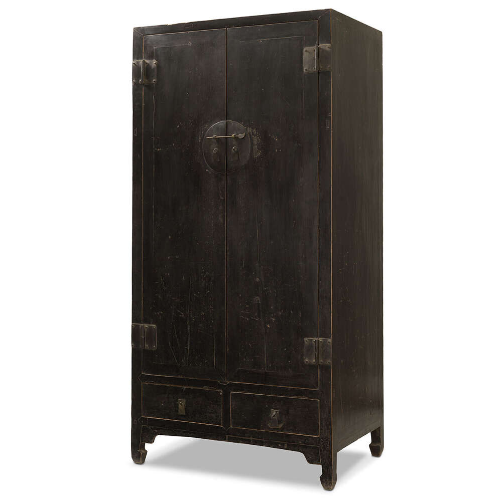 Black Lacquer Elm Armoire