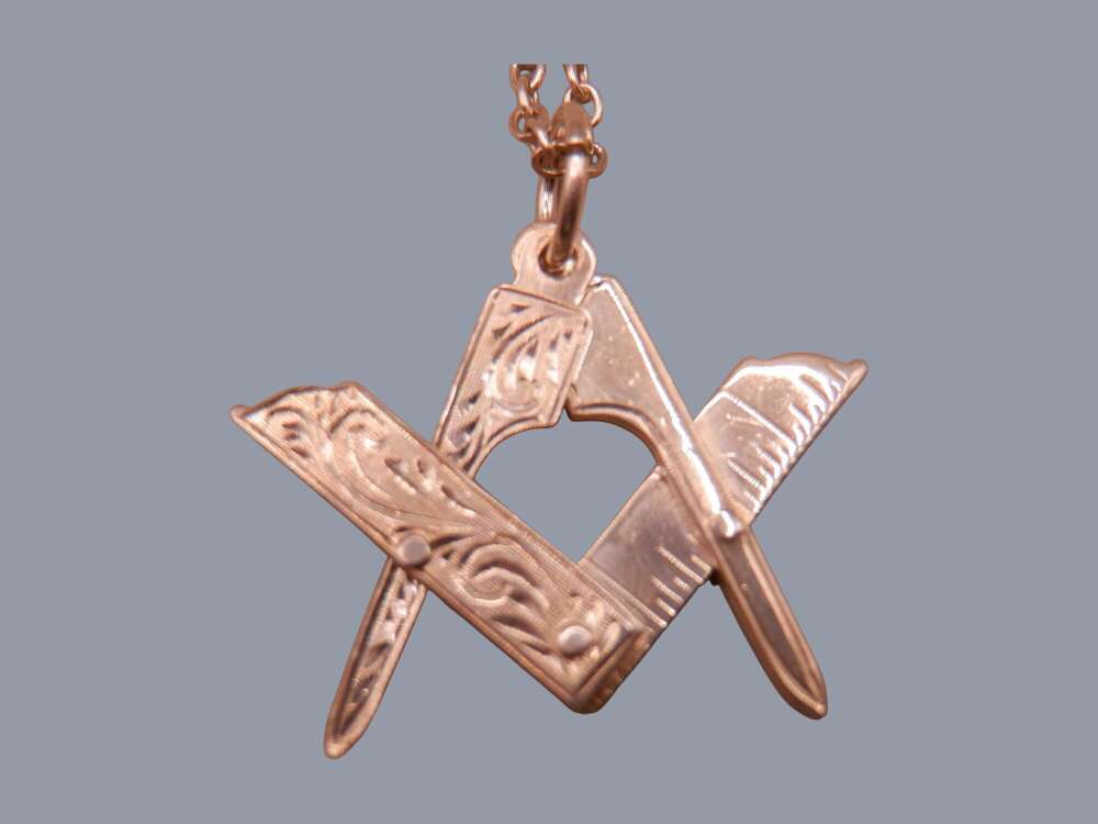 Sterling Silver Articulated Masonic Working Tools Pendant & Chain, Birmingham 1997