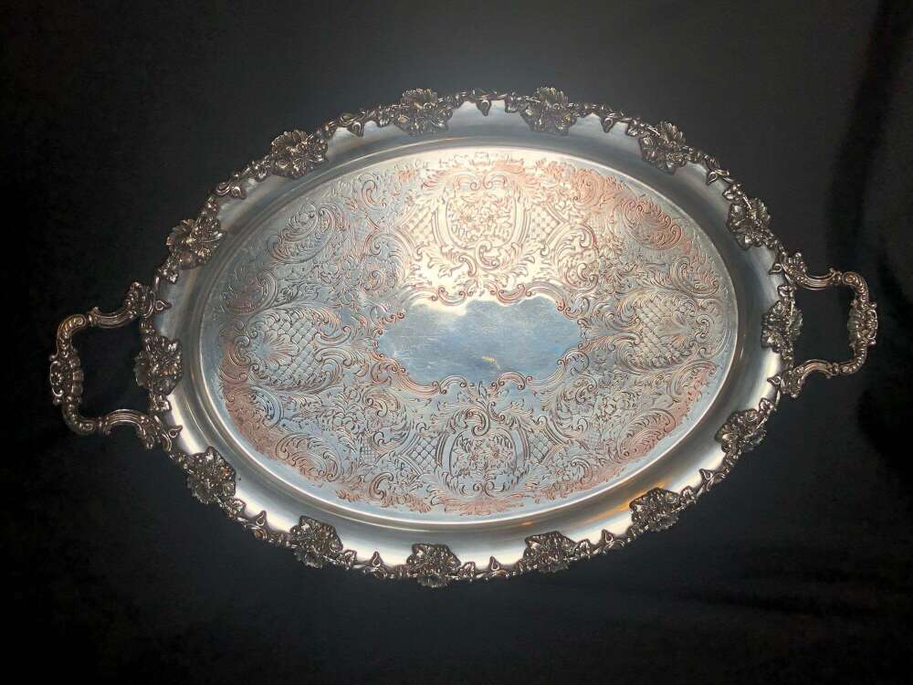 Antique Silver Plated Butlers Tray