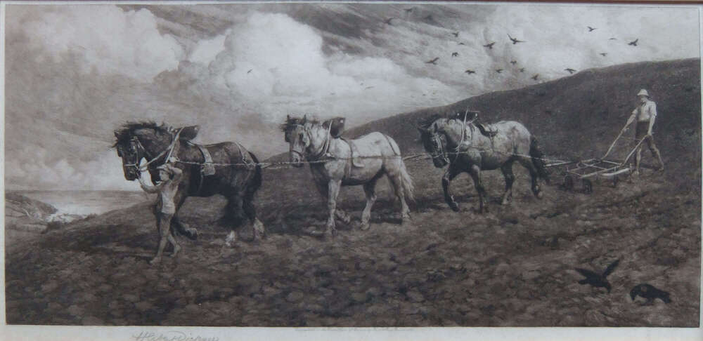 Herbert Dicksee "Against the Wind and Open Sky" original etching