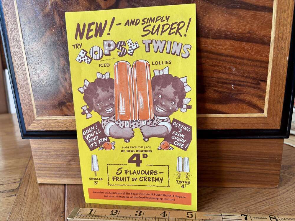 Topsy Twins Iced Lollies Ice Cream Black Americana Advertising Trade Card c1900s