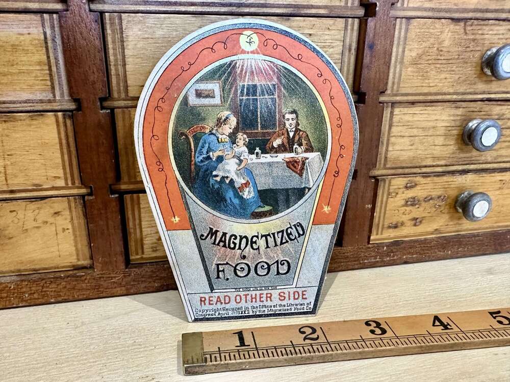 Magnetised Food Magnet Shaped Die-Cut Advertising Trade Card c1900s