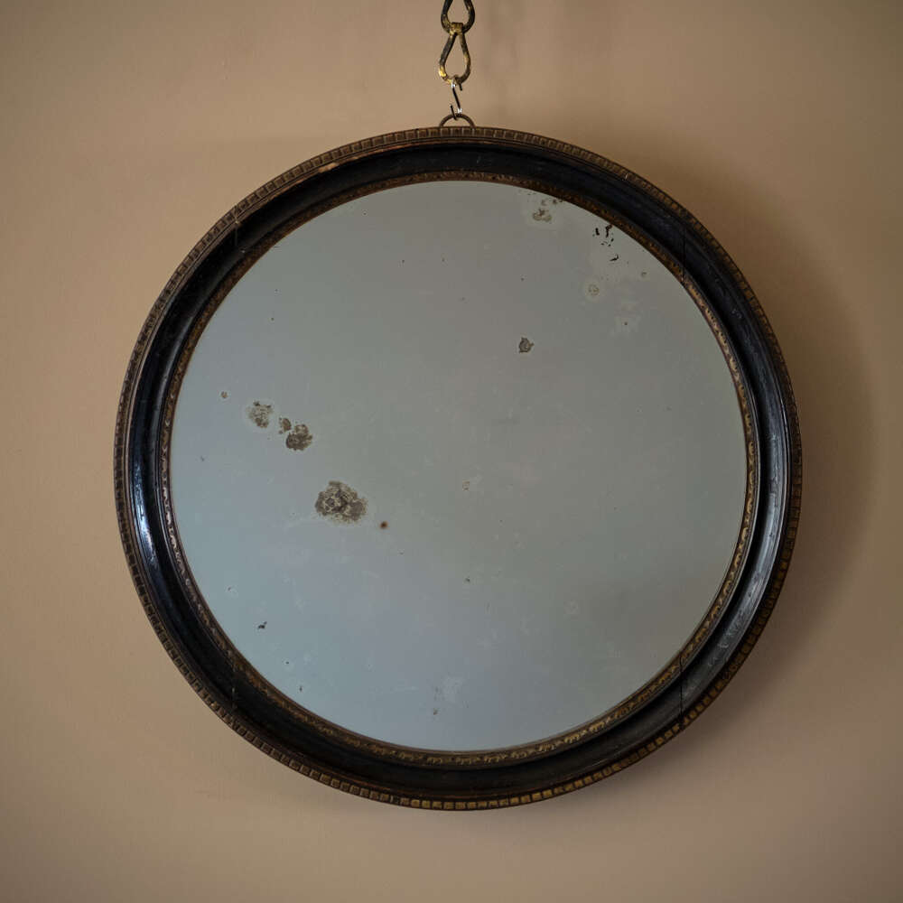 Early 19th Century Ebonized & Gilt Antique Mirror.