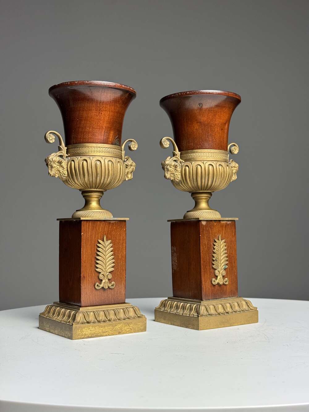 19th Century Mahogany Vases, 1800s