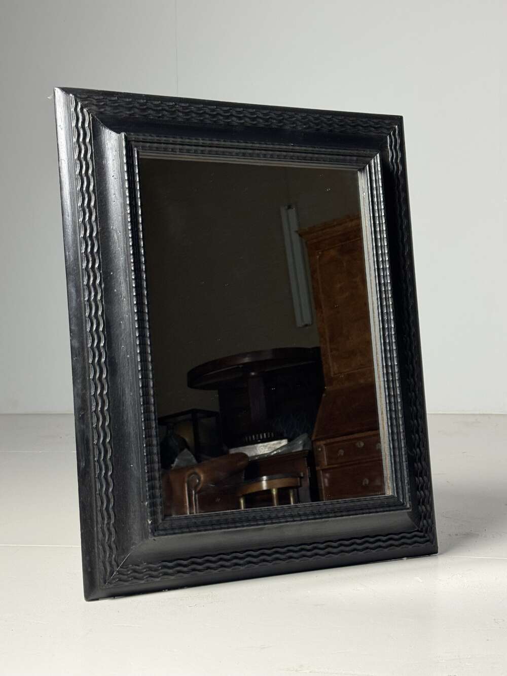 Ribbed Frame Mirror, Black, 20th Century