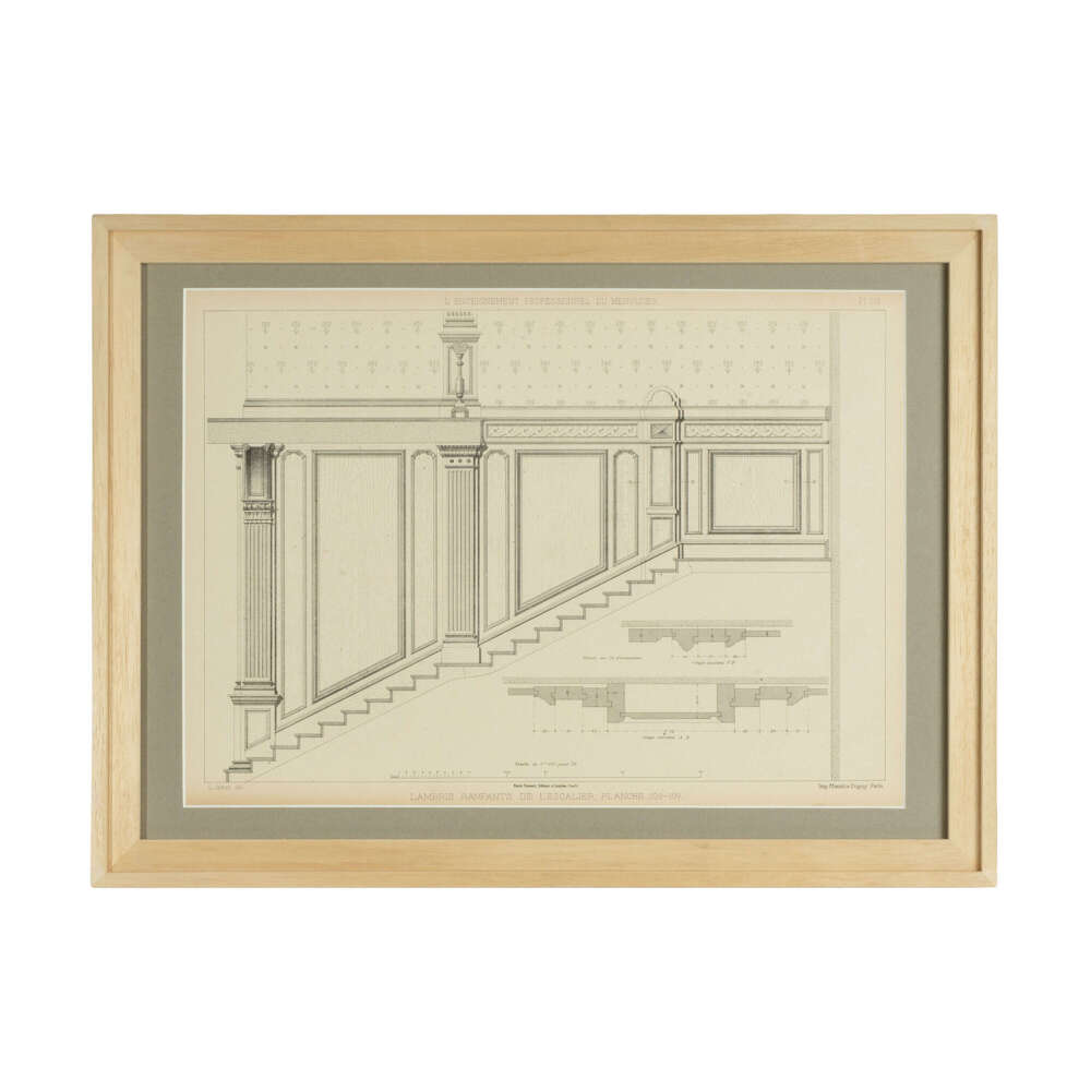 Framed French Architectural Lithograph