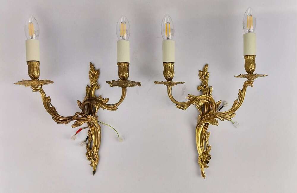 Pair of Gilt Bronze Wall Lights