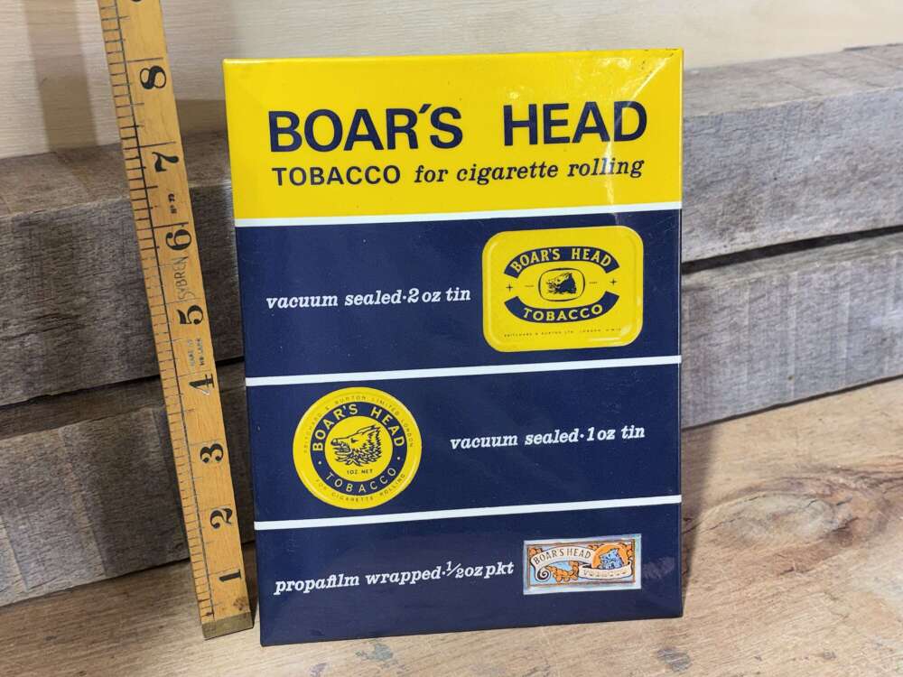 Pritchard&rsquo;s Boar Head Tobacco Advertising Celluloid Card Sign c1950-60s
