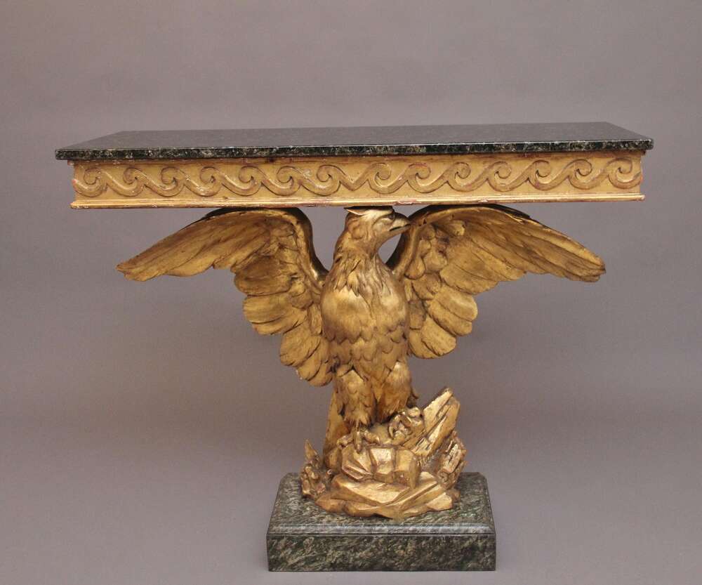 Early 20th Century Antique Gilt And Marble Top Console Table