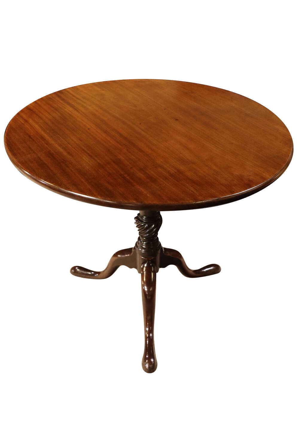 George II Mahogany Snap-Top Occasional Table with Spiral Twist Column, Circa 1750