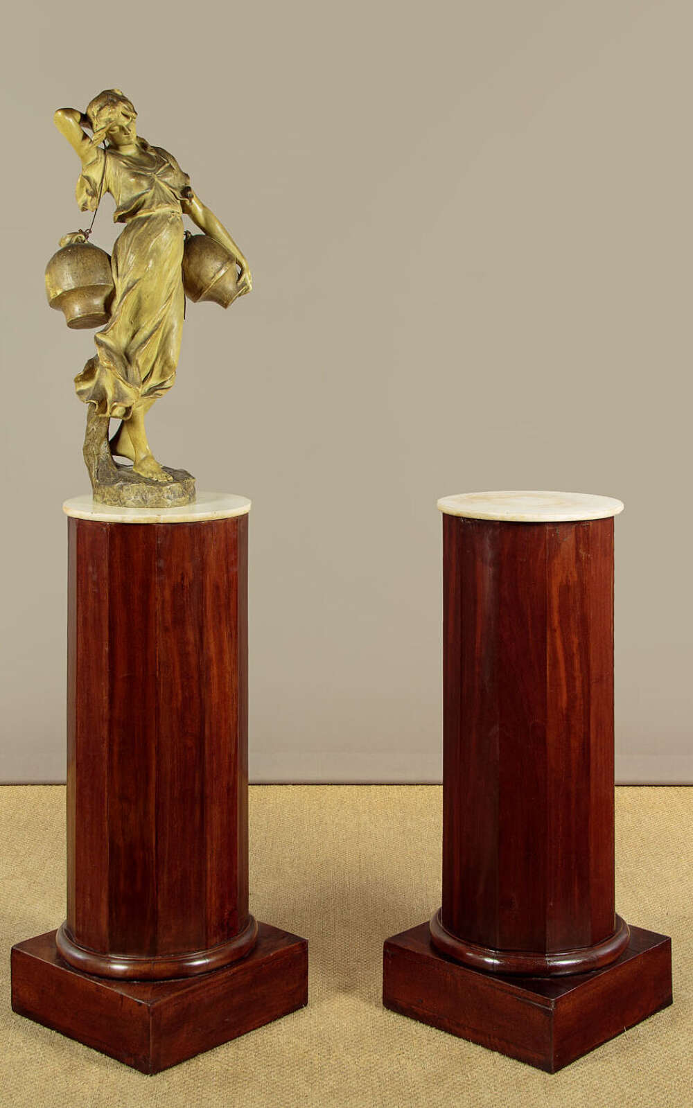 Pair Of Marble Top Column Pedestals C.1900