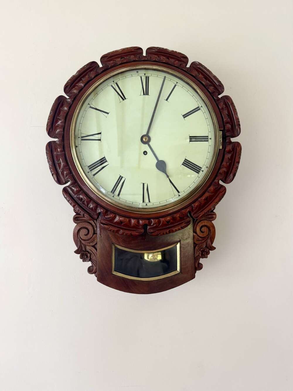 Fantastic Quality Antique 19th Century Mahogany Drop Dial Wall Clock 