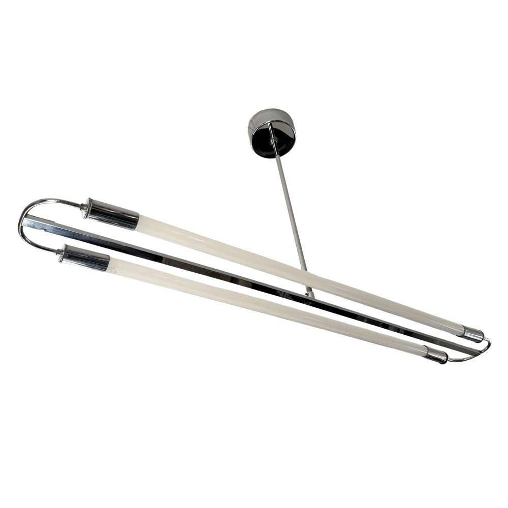Streamline Moderne Ceiling Lamp, Chrome And Neon Tubes, Germany Circa 1935