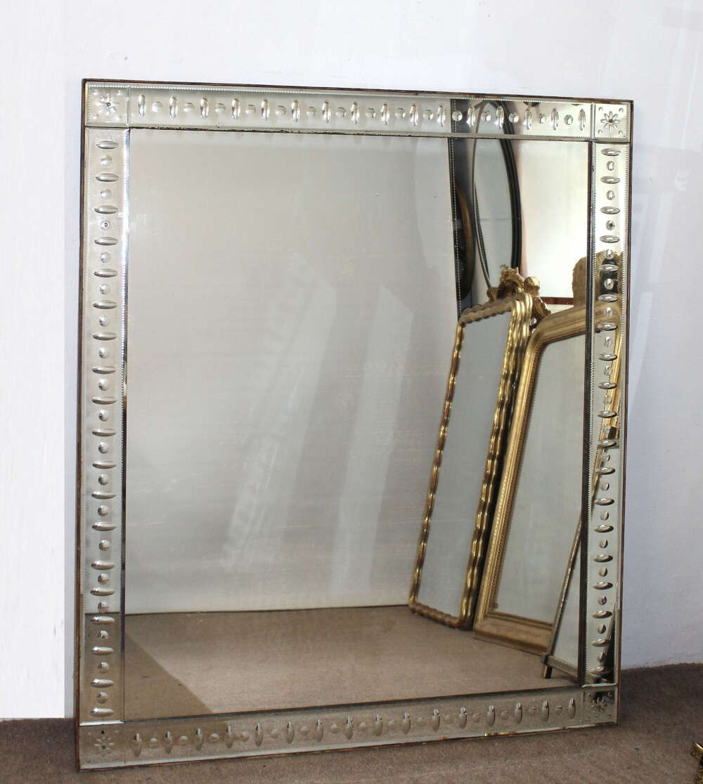 Large antique rectangular Venetian mirror