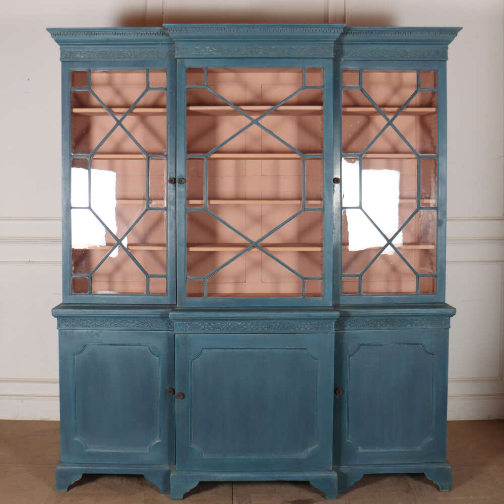 English Painted Breakfront Bookcase