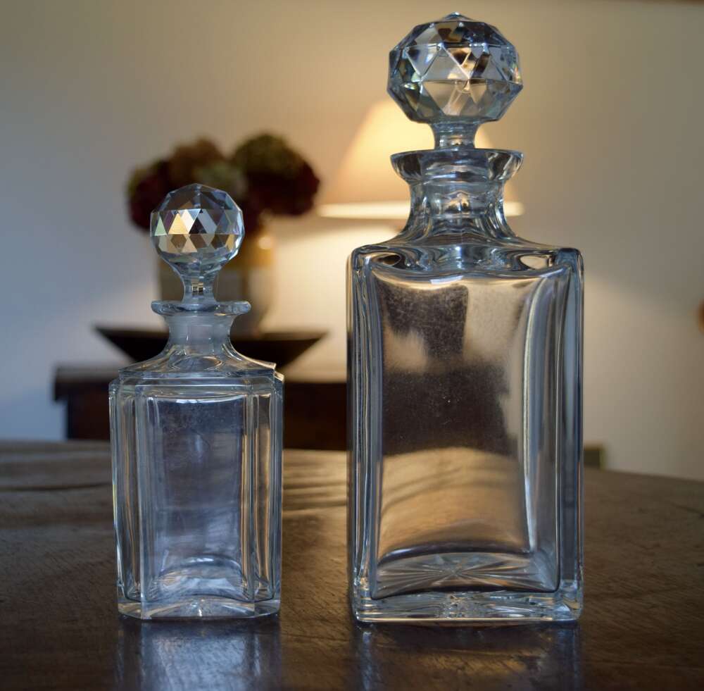 2 Plain Crystal Spirit Decanters