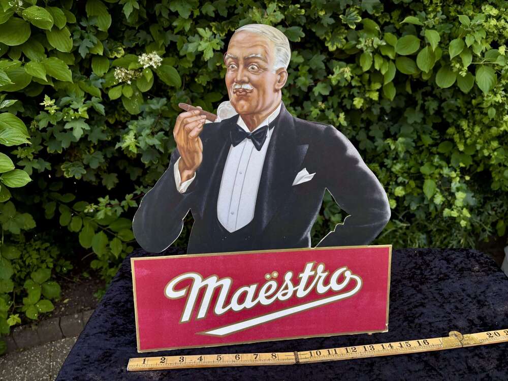 Maestro Cigar Co. Die Cut Advertising Card Sign c1930s
