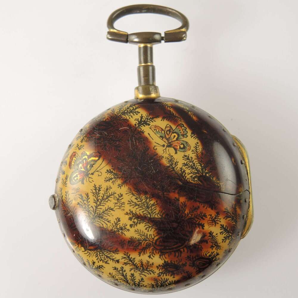 Bridgerton Prop. Georgian Horn cased pair cased verge watch TUTING c1770