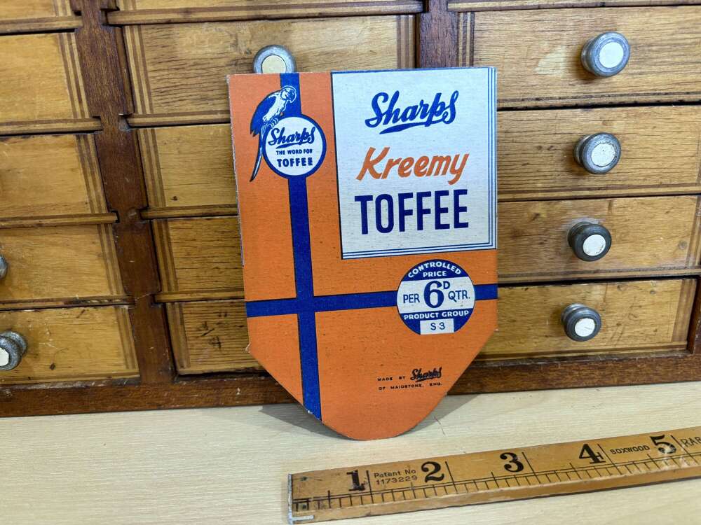 Sharp's Toffee War Time Price Control Price Card Sign Ephemera c1940s
