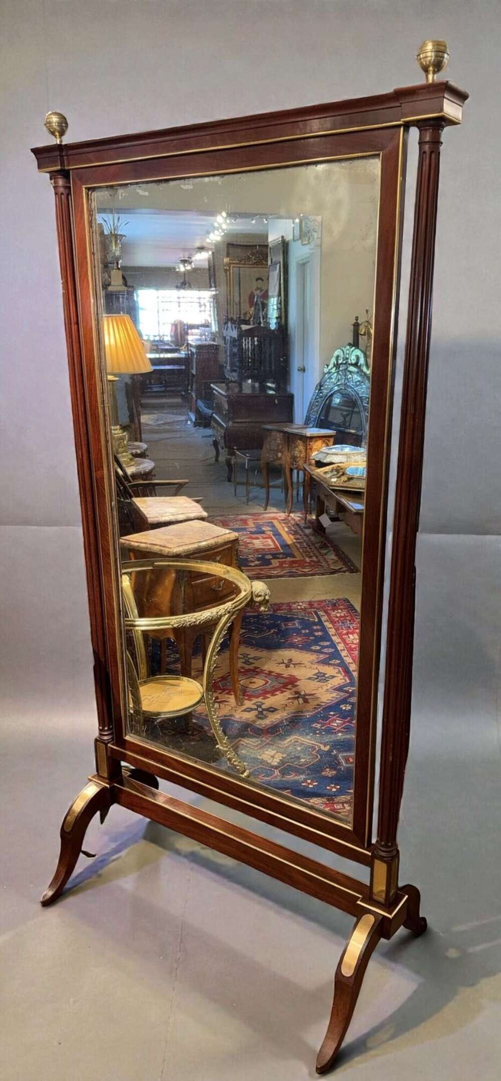 18th Century Cheval mirror in Mahogany