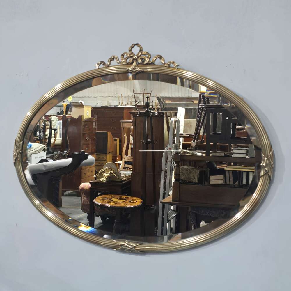 Victorian Oval Brass Antique Mirror