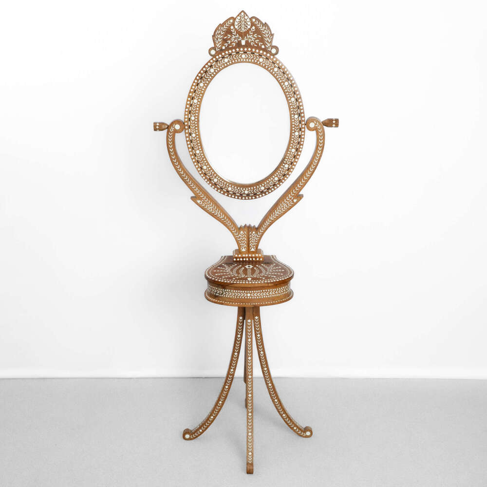 Inlaid Hoshiarpur Vanity Mirror on Stand