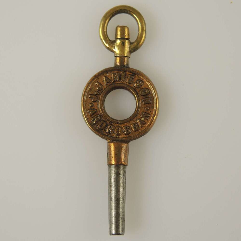 Victorian Advertising circular pocket watch key. Jamieson, Ardrossan c1880