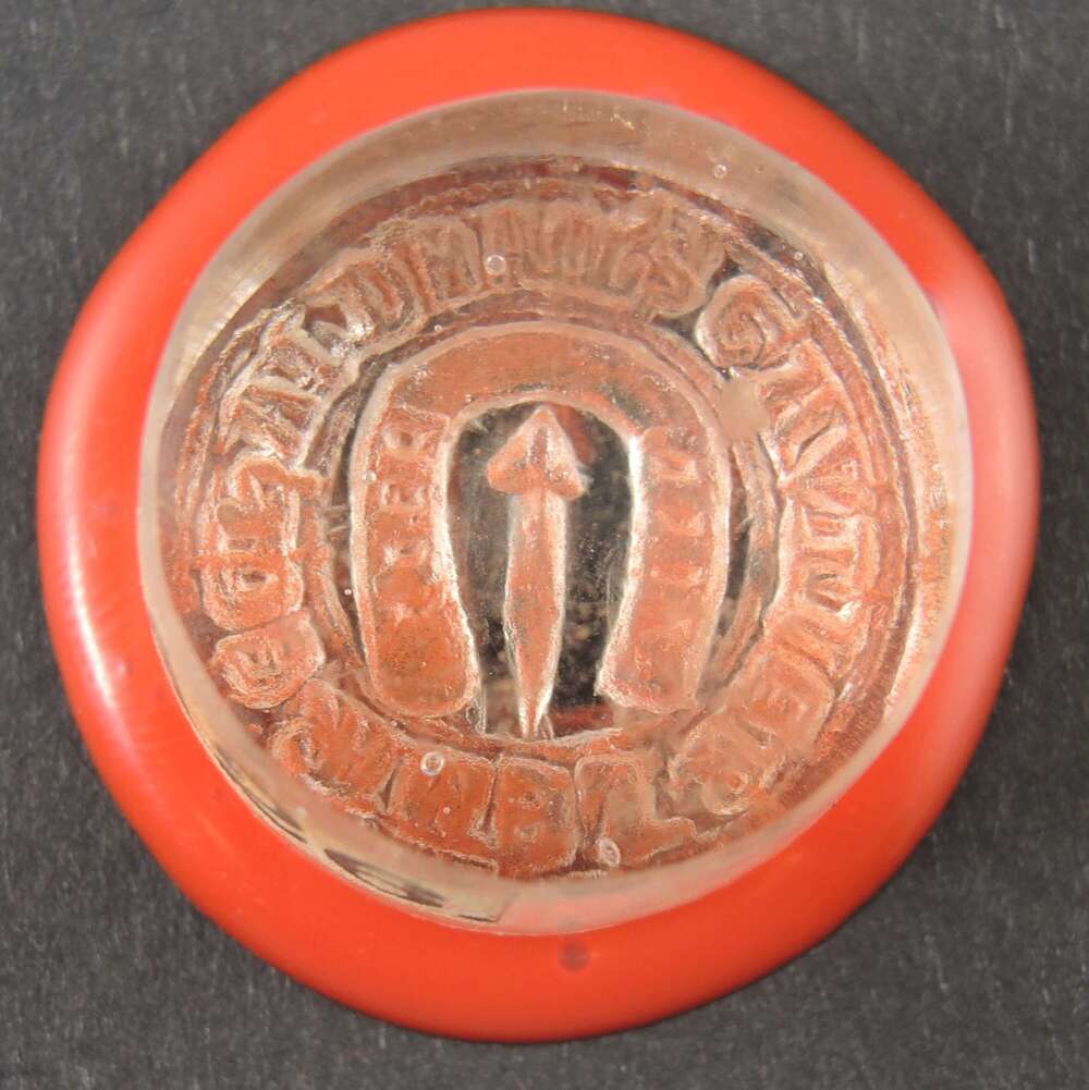 Rylands Collection. Glass Tassie of a Medieval coat of arms