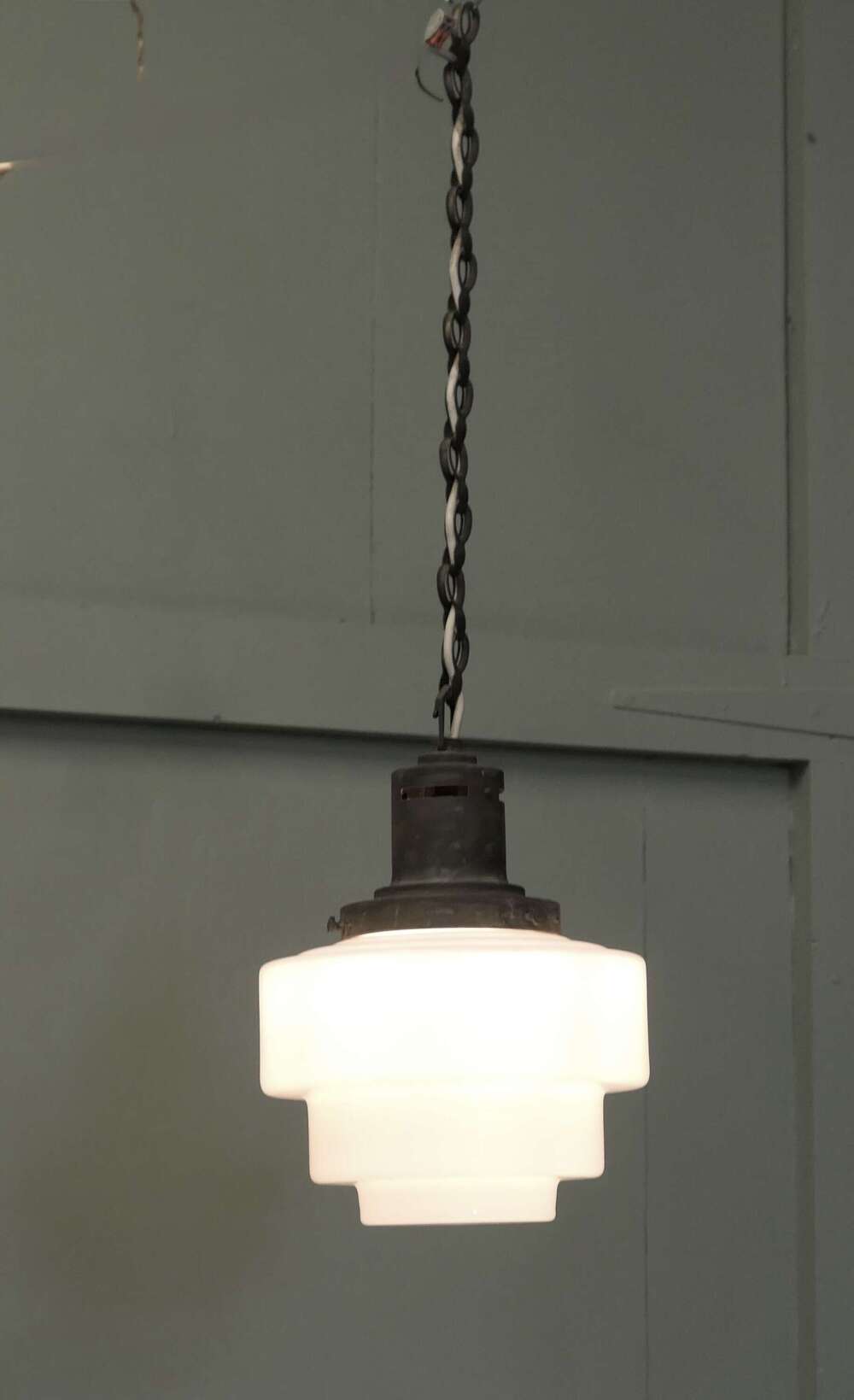 Odeon Industrial Style Opalescent Hanging Light Shade   A Stylish Art Deco Light Shade