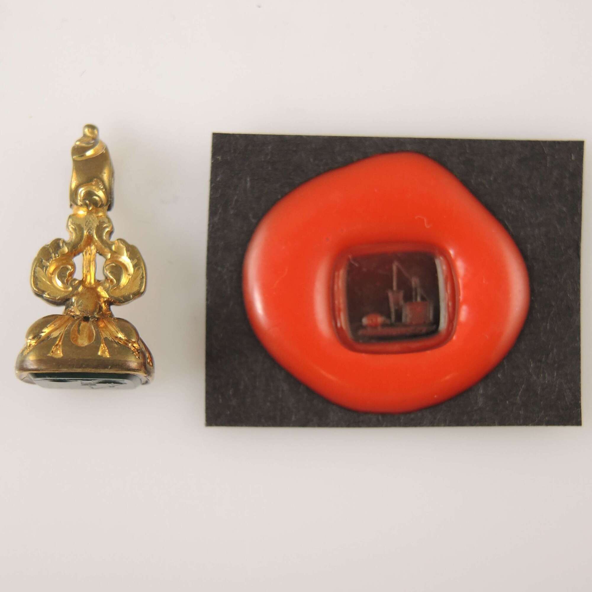 Georgian gilt Seal with mouse trap intaglio 1820