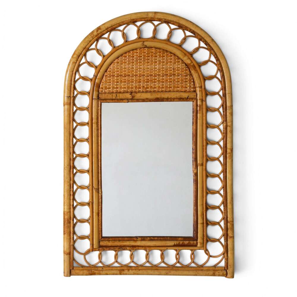 Mid‑Century Bamboo Wall Mirror