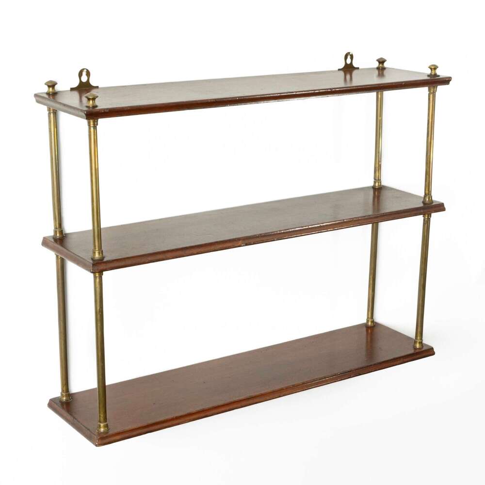 Mahogany and Brass Wall Shelves