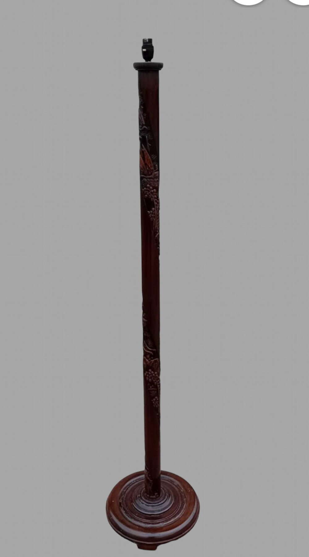 An Oriental Carved Hardwood Standard Lamp