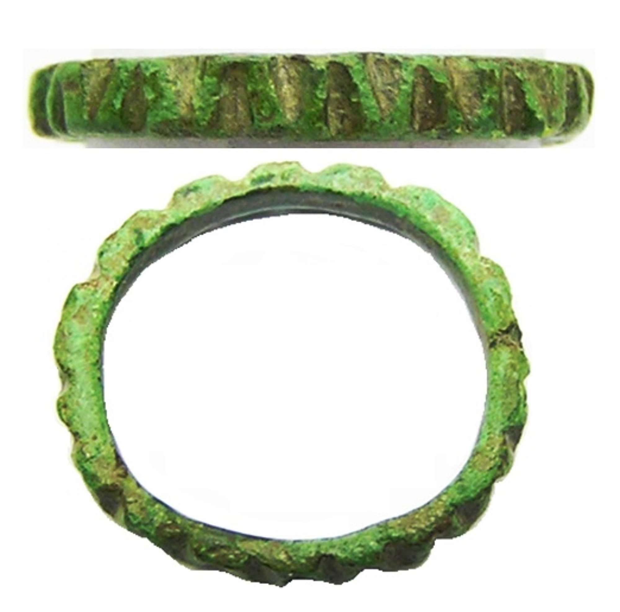 Ancient Roman bronze finger ring 'angular wave' design