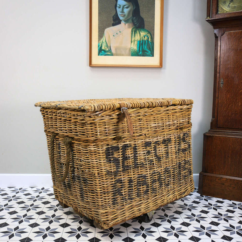 Arthur Craven Mill Basket in Wicker with Rope Handles and Lid