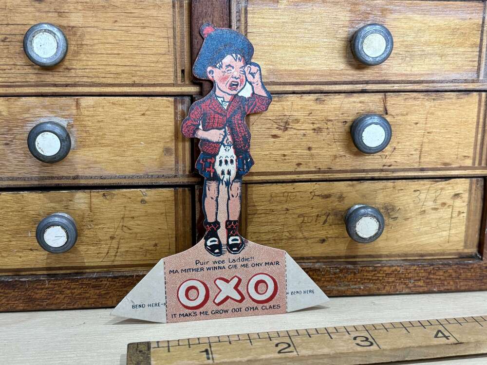 Oxo Scottish Lad Standee Die-cut Advertising Trade Card Ephemera c1900s