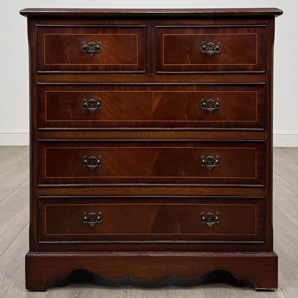Antique 20th Century Inlaid Chest Of Drawers In Mahogany 