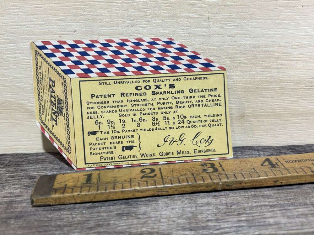 Cox's Gelatine Packet Die-cut Advertising Trade Card Ephemera c1900s