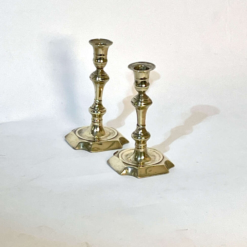 Pair 18th century brass candlesticks