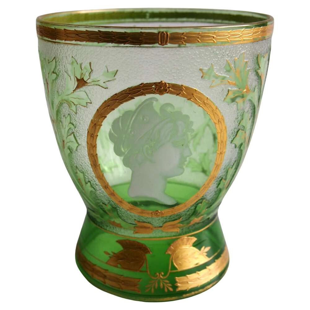 Art Nouveau Bohemian 'helmet' Cameo Glass Vase By Riedel