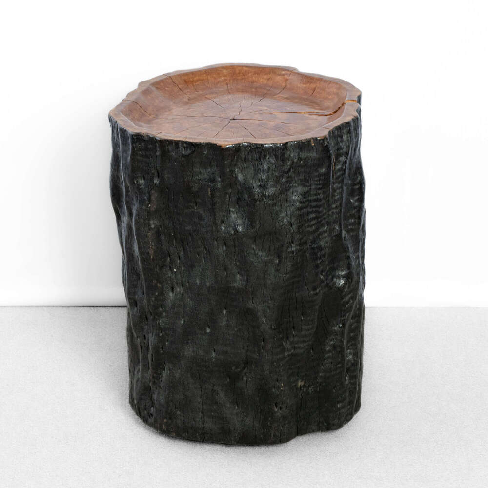 Lychee Wood Primitive Side Table - Shou Sugi Ban